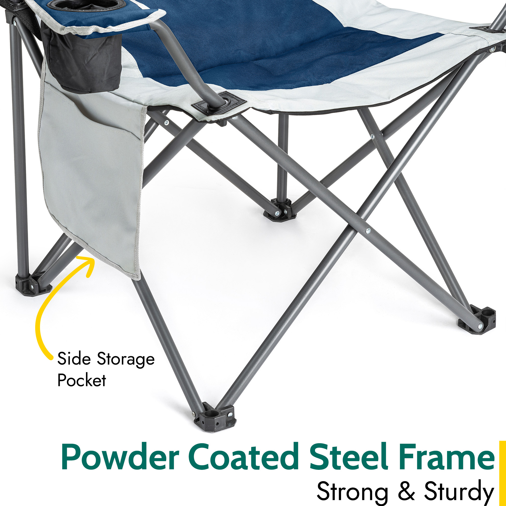 Padded Camping Chair High Back Portable Folding Outdoor Seat Trail (Twin Pack) - Picture 10 of 21