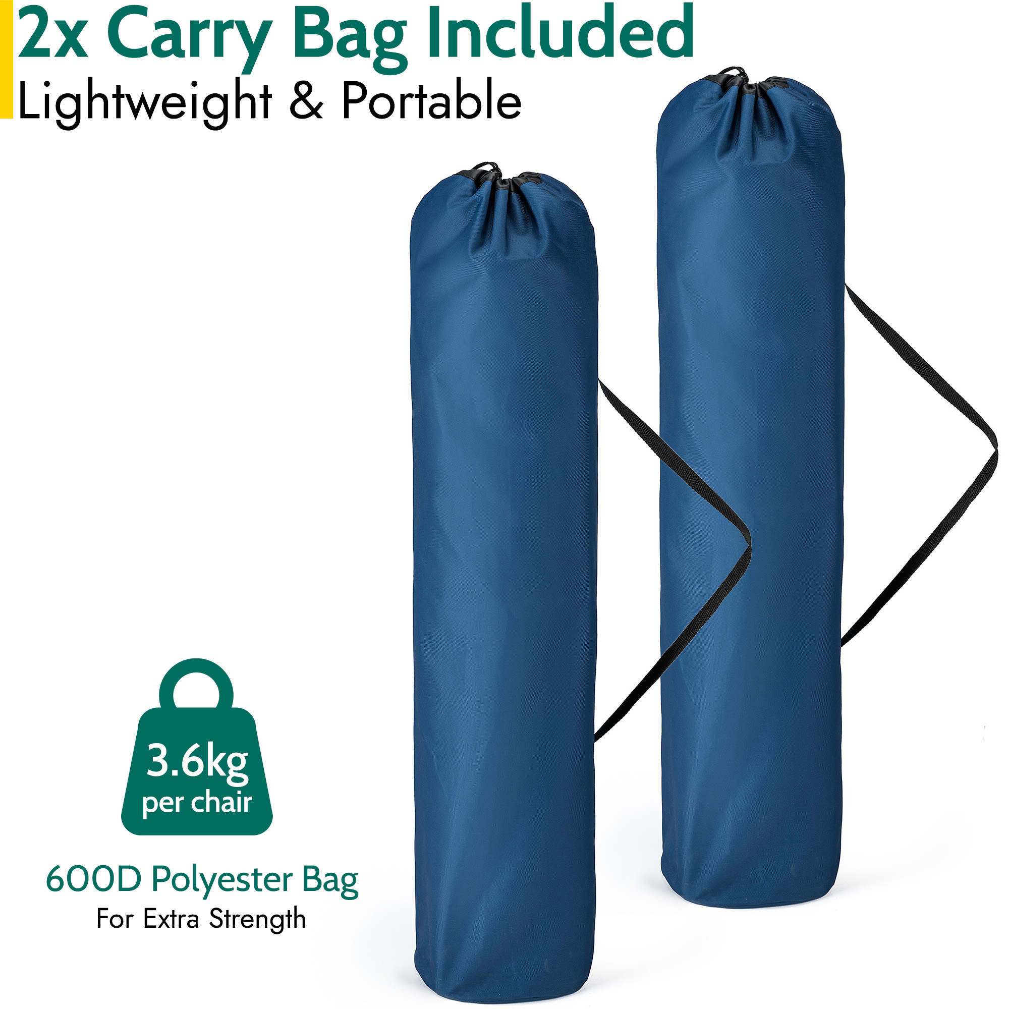 Padded Camping Chair High Back Portable Folding Outdoor Seat Trail (Twin Pack) - Picture 13 of 21