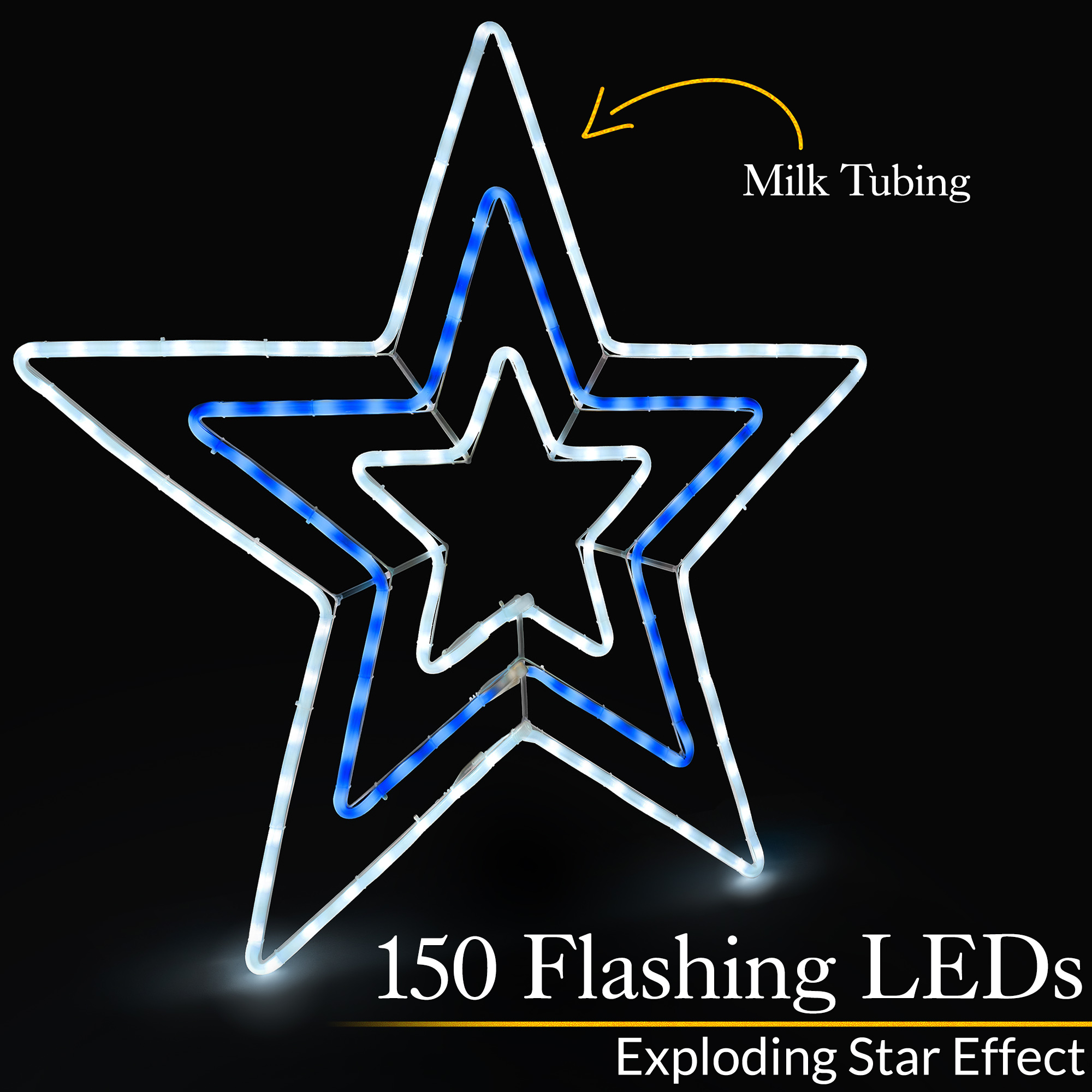 Christmas Star Rope Light Flashing LED Outdoor Wall Decoration 65cm ...
