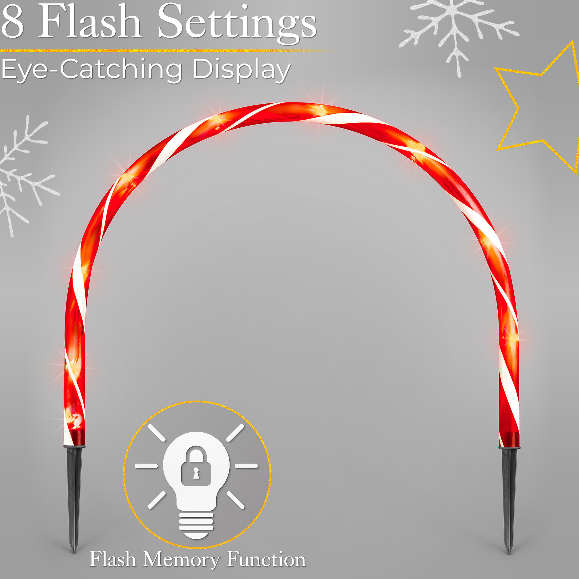 Christmas Pathway Lights LED Candy Cane Archway Path Decorations Set Of