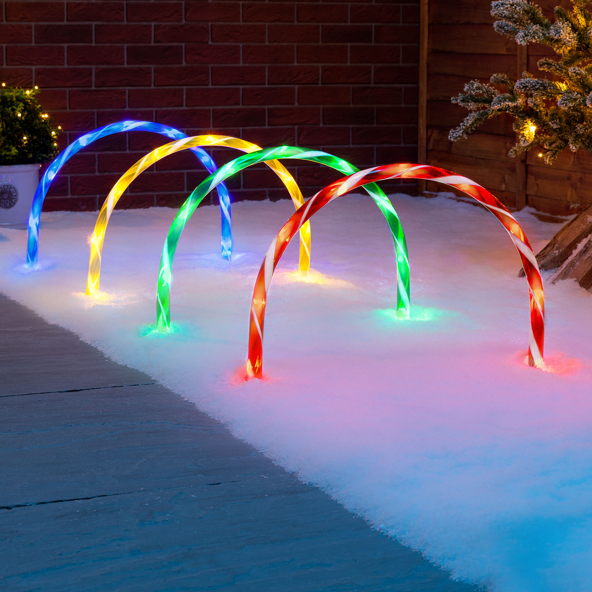 Christmas Pathway Lights LED Candy Cane Archway Path Decorations Set Of