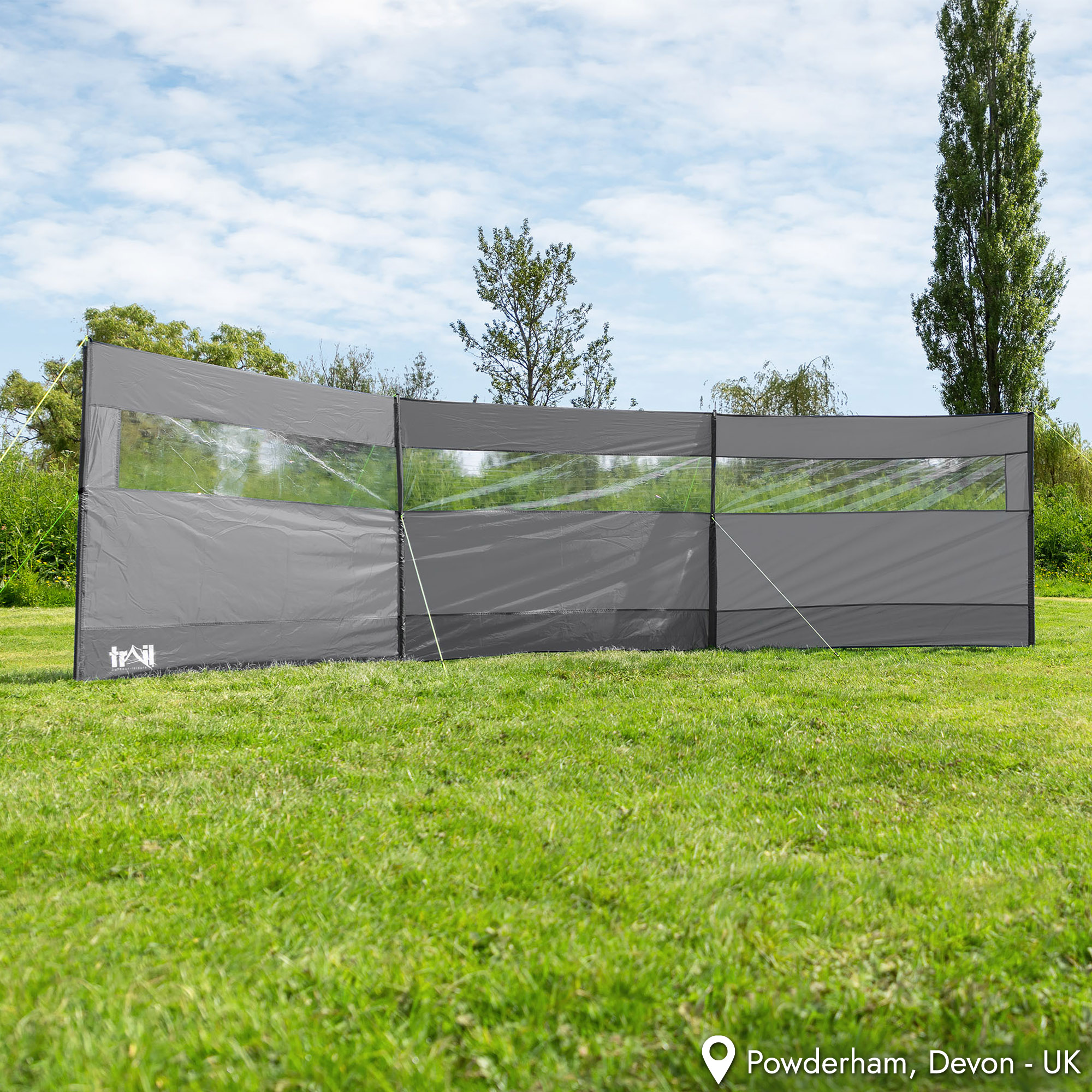 Trail 4 Pole Windbreak Steel Spike Windbreaker with PVC Window 5m x 1.4m - Picture 16 of 21