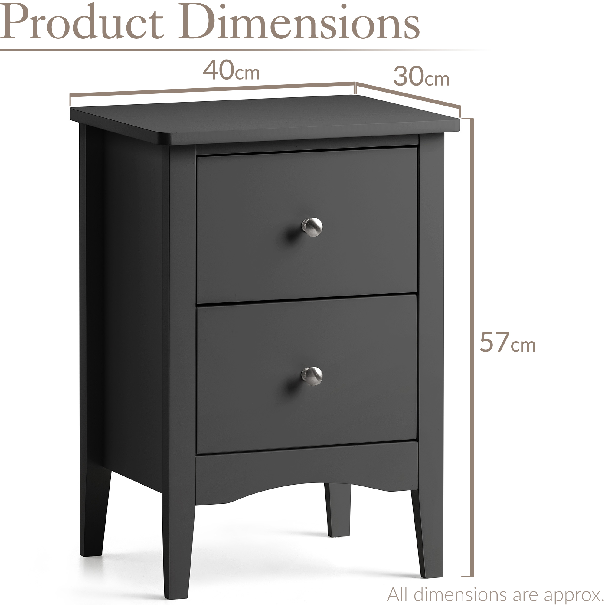 Bedside Table 2 Drawer Slim Bedroom Nightstand Storage Cabinet Unit - Picture 13 of 55