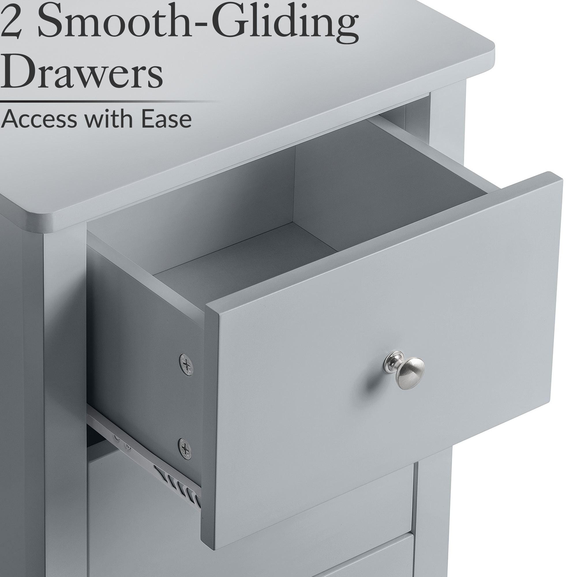 Bedside Table 2 Drawer Slim Bedroom Nightstand Storage Cabinet Unit - Picture 18 of 55