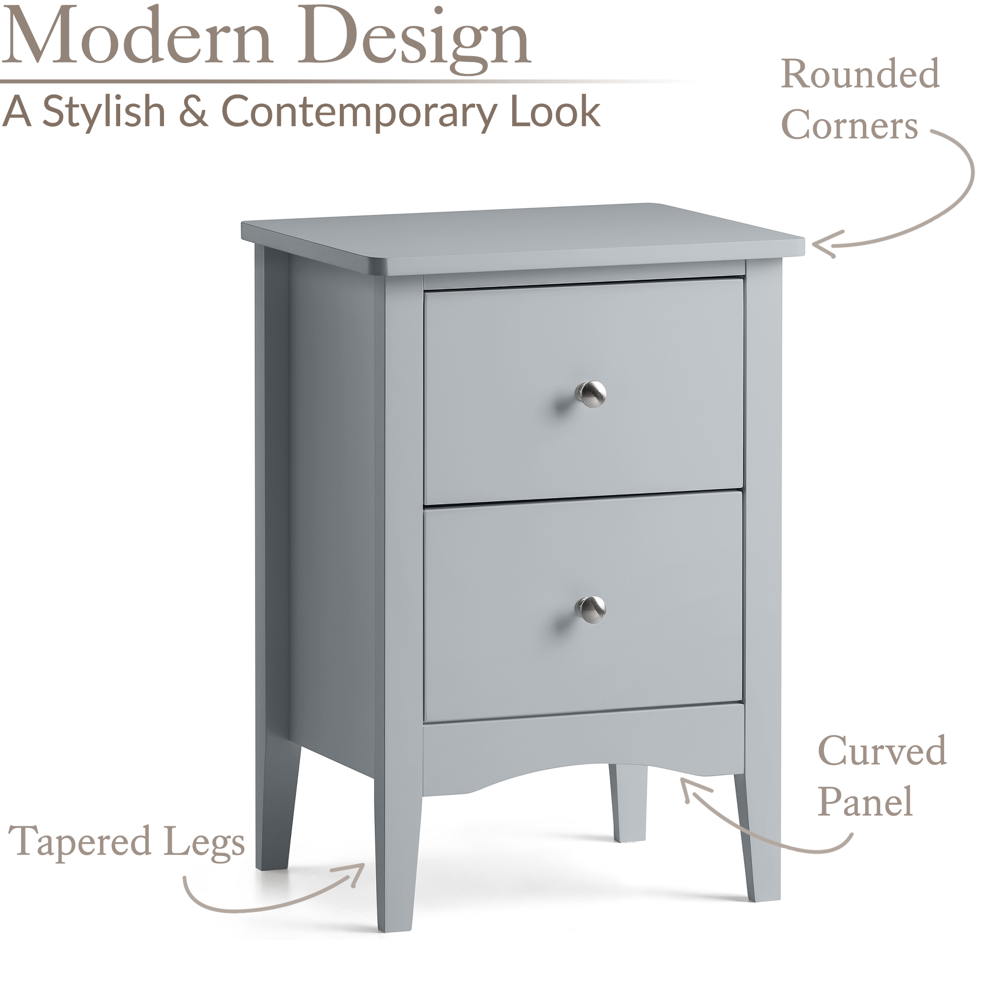 Bedside Table 2 Drawer Slim Bedroom Nightstand Storage Cabinet Unit - Picture 19 of 55