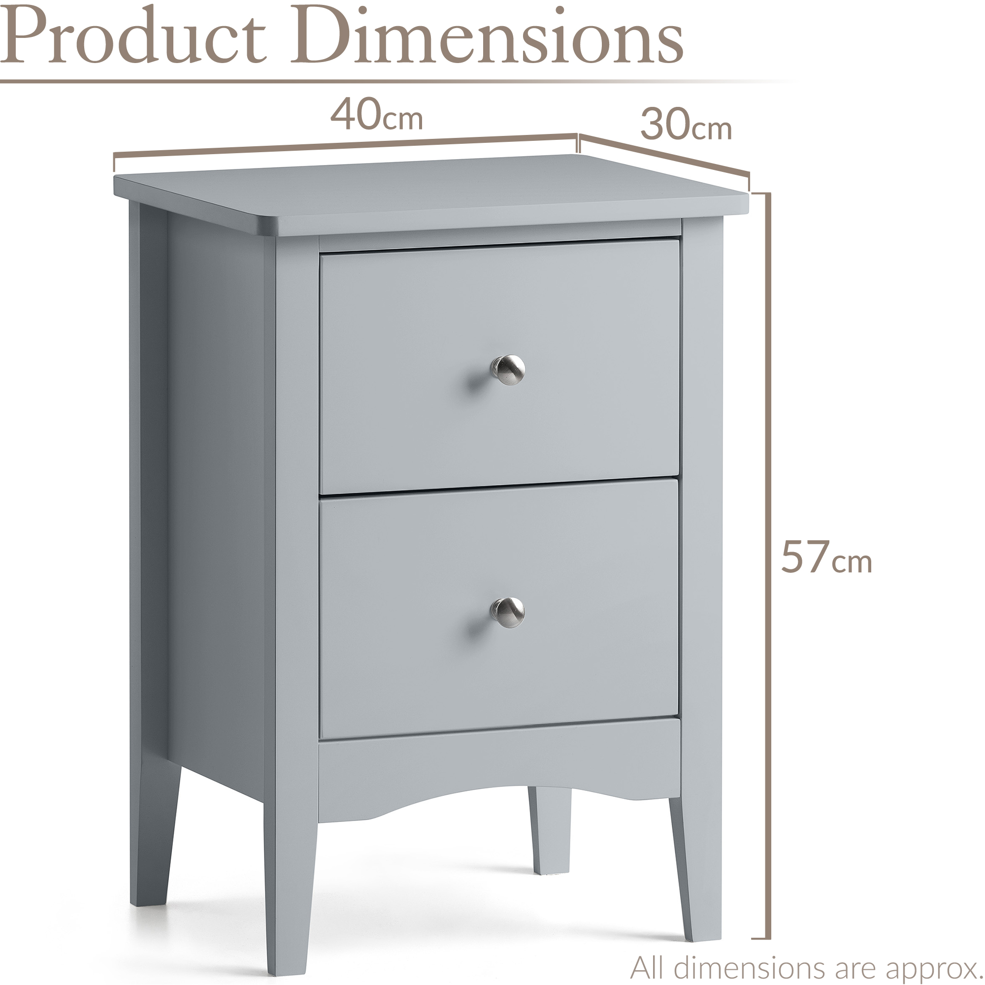 Bedside Table 2 Drawer Slim Bedroom Nightstand Storage Cabinet Unit - Picture 20 of 55