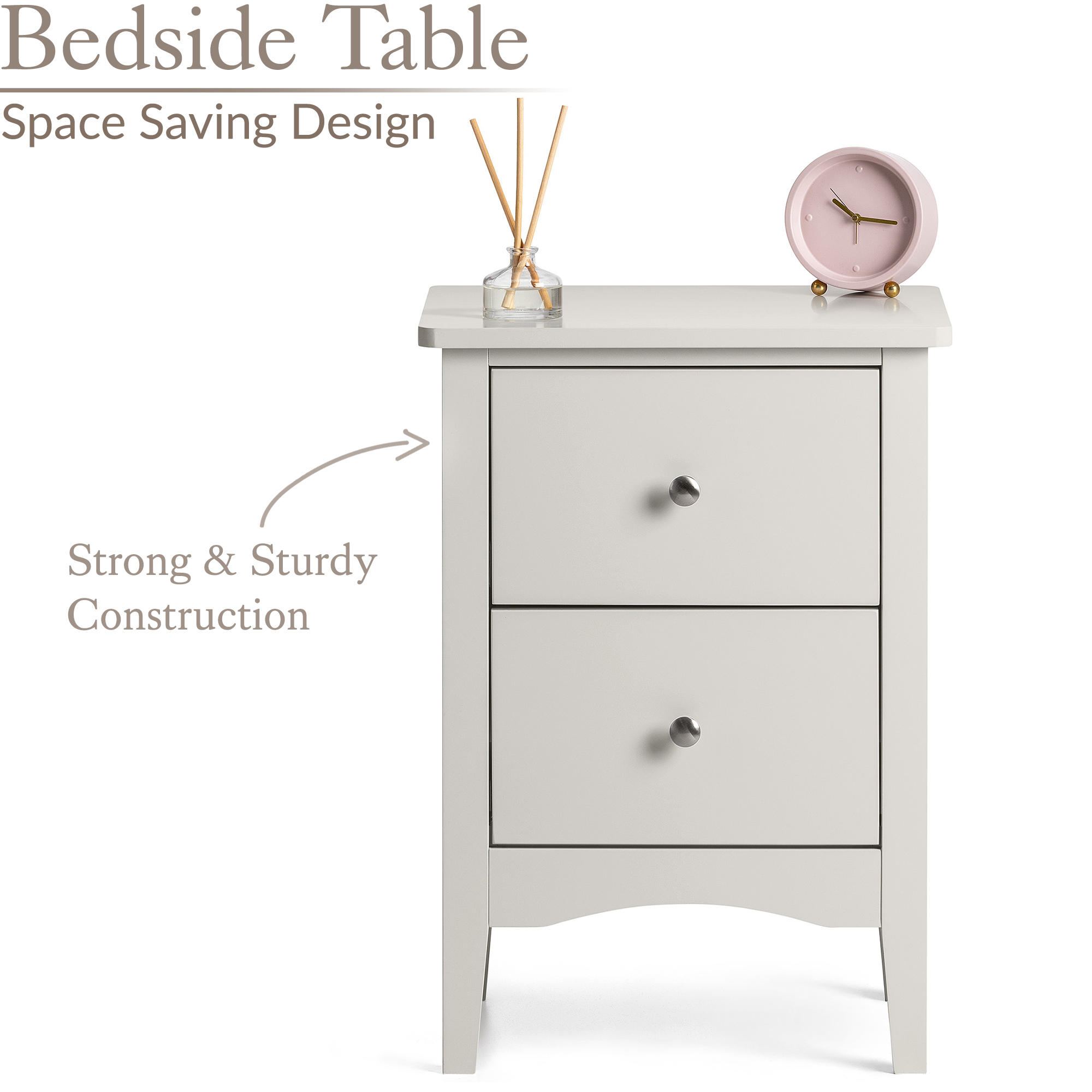 Bedside Table 2 Drawer Slim Bedroom Nightstand Storage Cabinet Unit - Picture 23 of 55