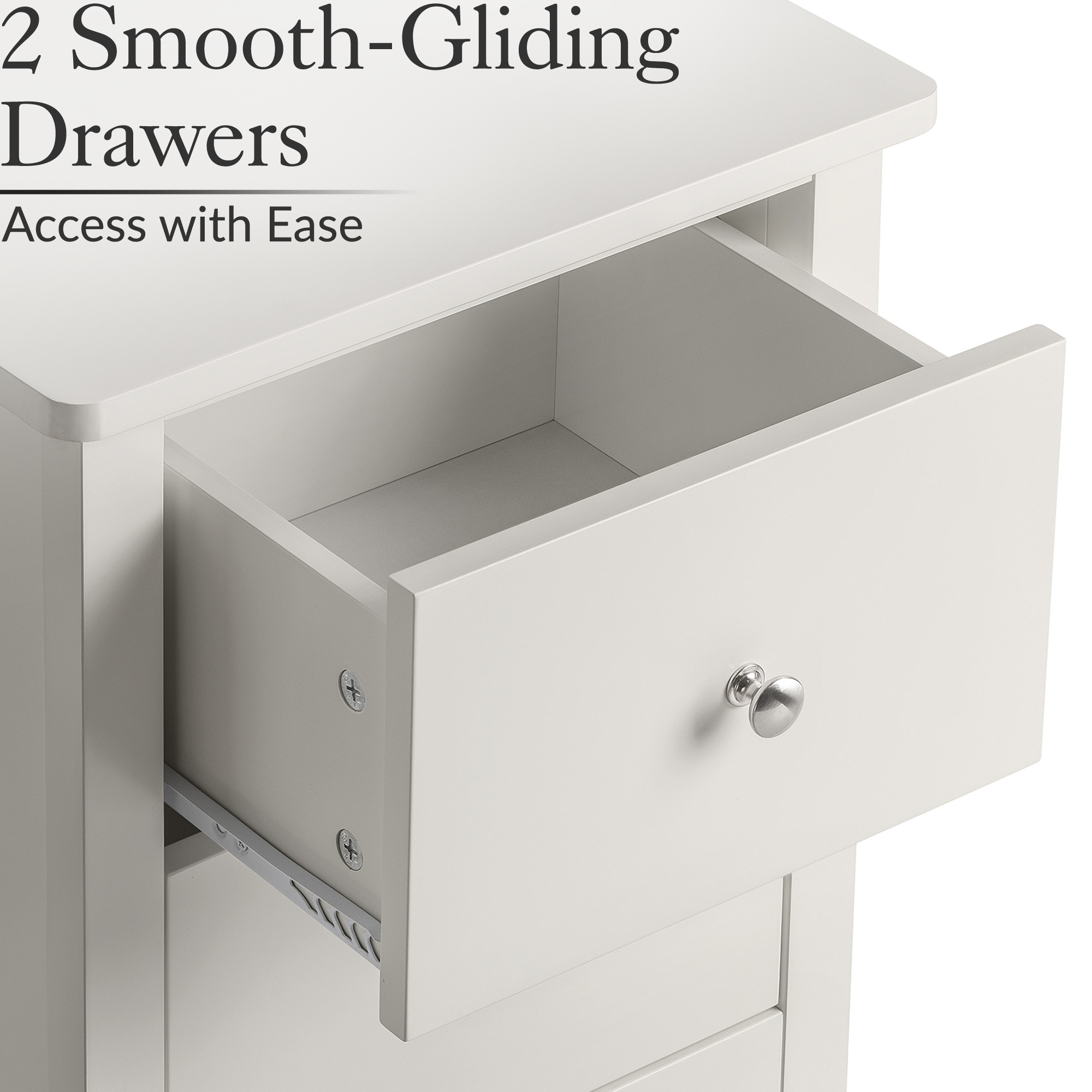 Bedside Table 2 Drawer Slim Bedroom Nightstand Storage Cabinet Unit - Picture 25 of 55