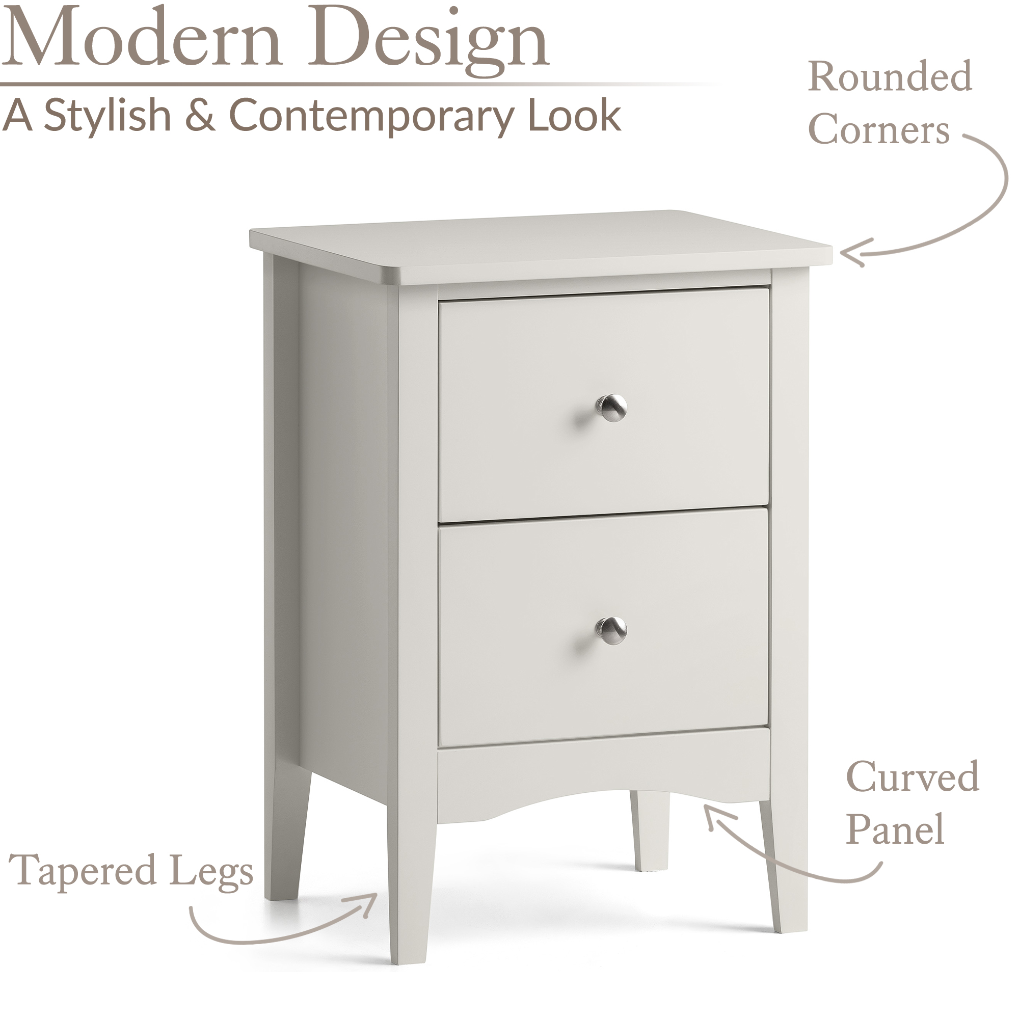 Bedside Table 2 Drawer Slim Bedroom Nightstand Storage Cabinet Unit - Picture 26 of 55