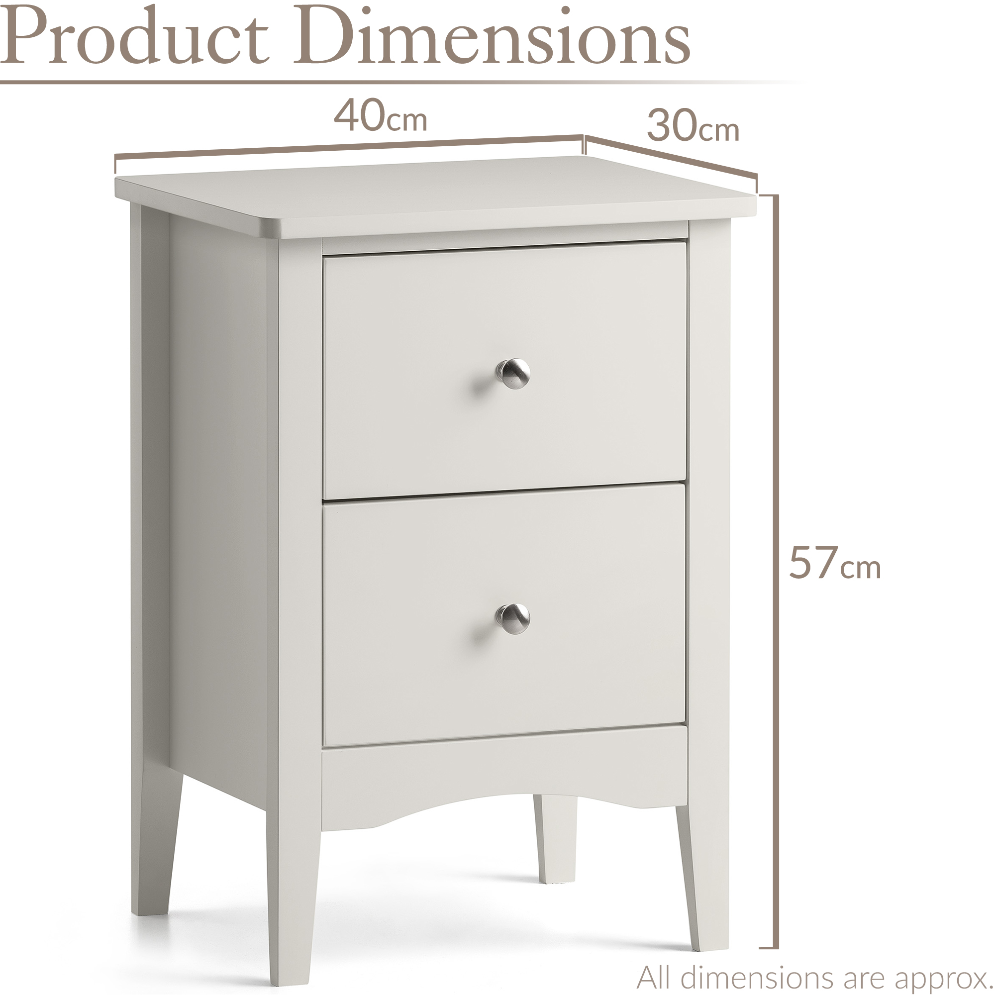 Bedside Table 2 Drawer Slim Bedroom Nightstand Storage Cabinet Unit - Picture 27 of 55