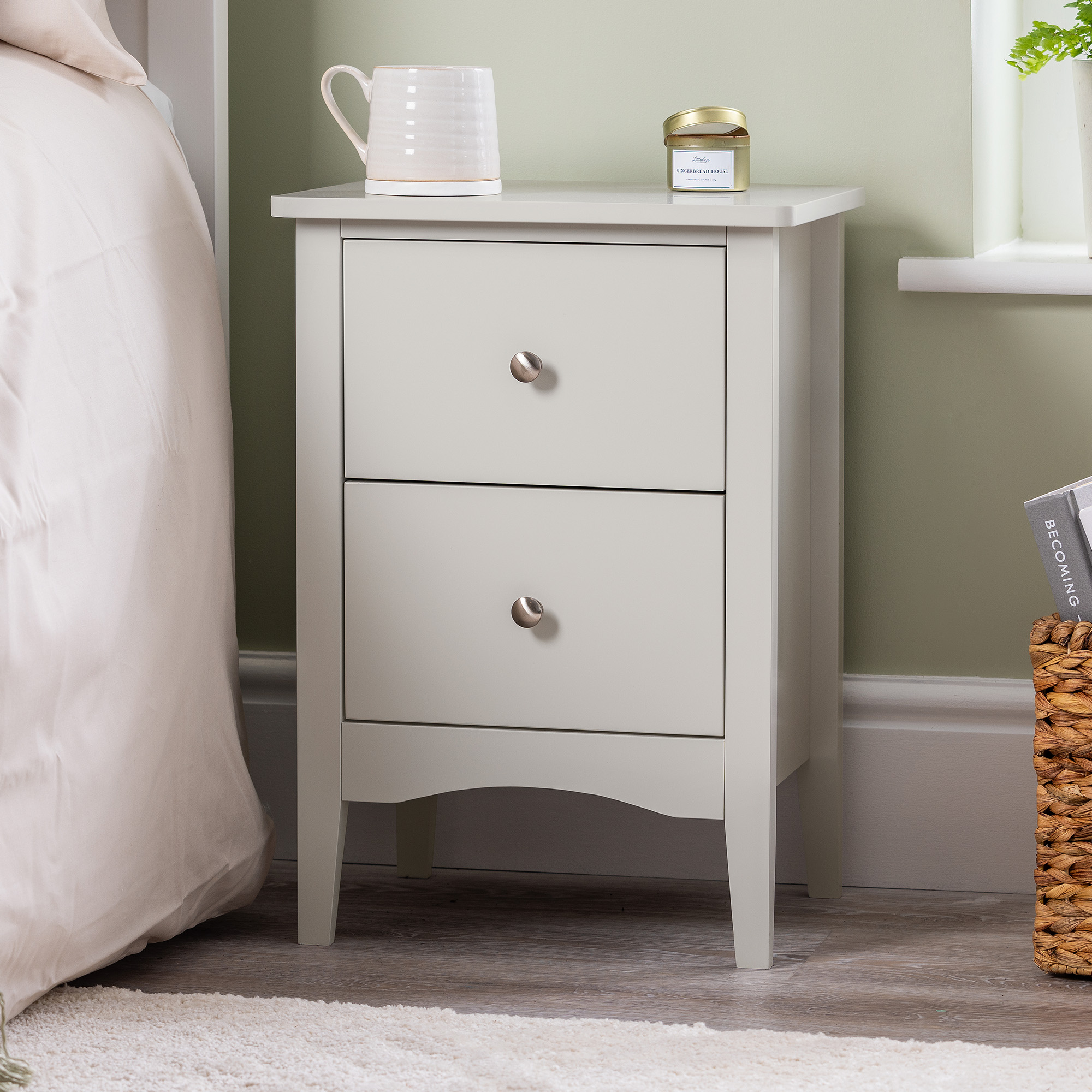 Bedside Table 2 Drawer Slim Bedroom Nightstand Storage Cabinet Unit - Picture 21 of 55