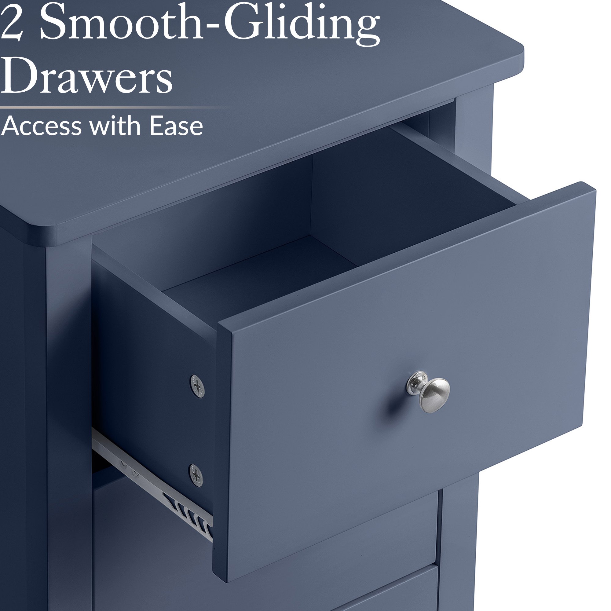 Bedside Table 2 Drawer Slim Bedroom Nightstand Storage Cabinet Unit - Picture 32 of 55