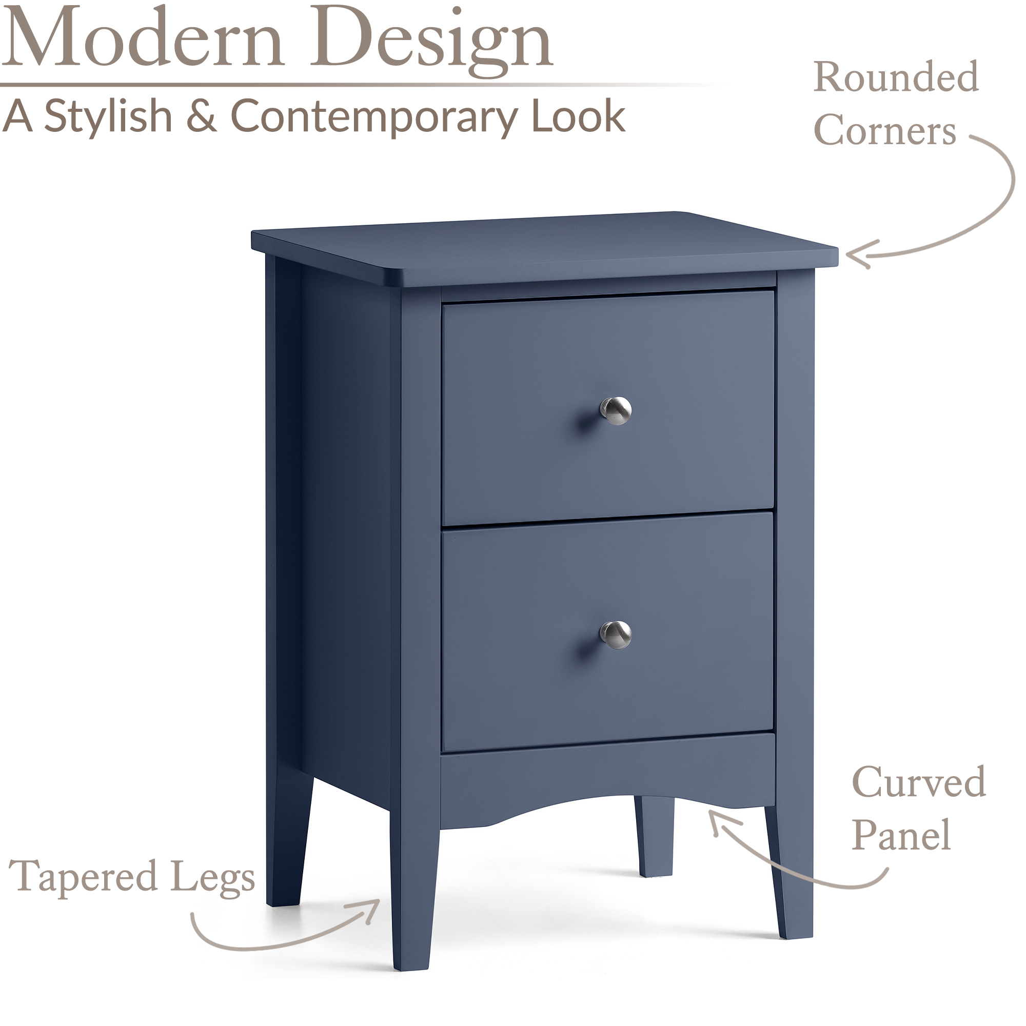 Bedside Table 2 Drawer Slim Bedroom Nightstand Storage Cabinet Unit - Picture 33 of 55
