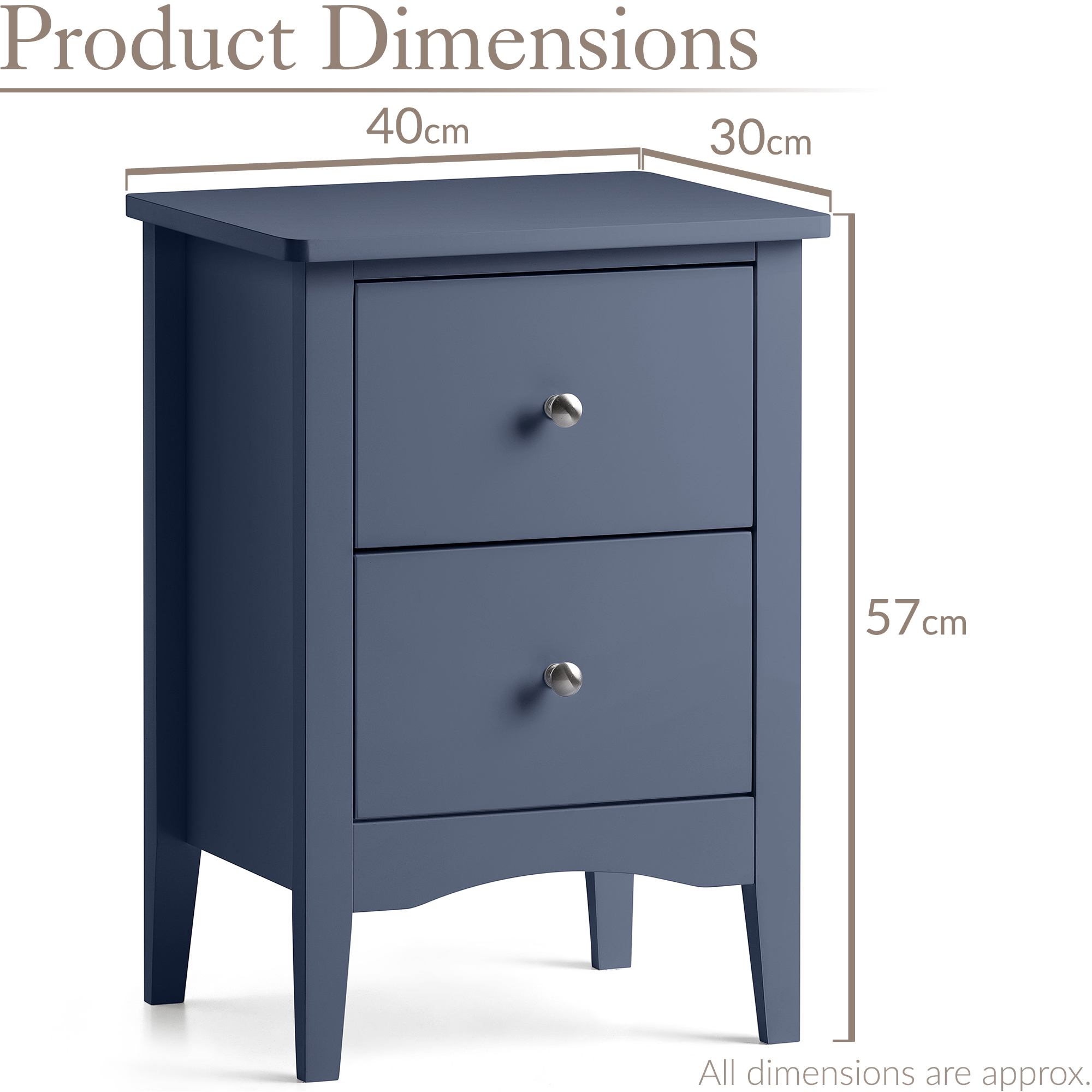 Bedside Table 2 Drawer Slim Bedroom Nightstand Storage Cabinet Unit - Picture 34 of 55