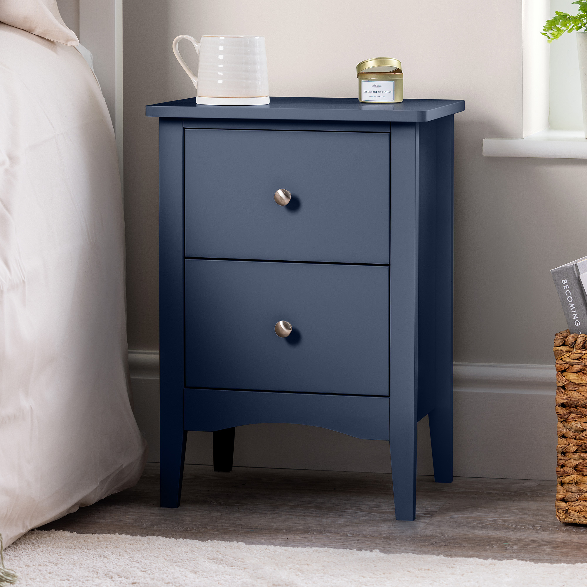 Bedside Table 2 Drawer Slim Bedroom Nightstand Storage Cabinet Unit - Picture 28 of 55
