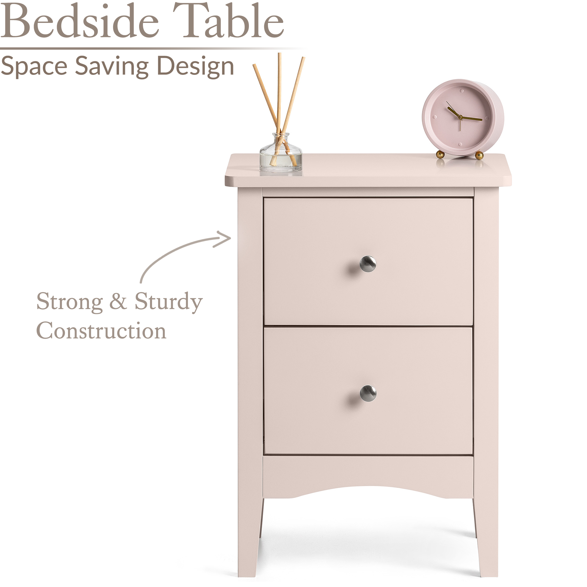 Bedside Table 2 Drawer Slim Bedroom Nightstand Storage Cabinet Unit - Picture 37 of 55