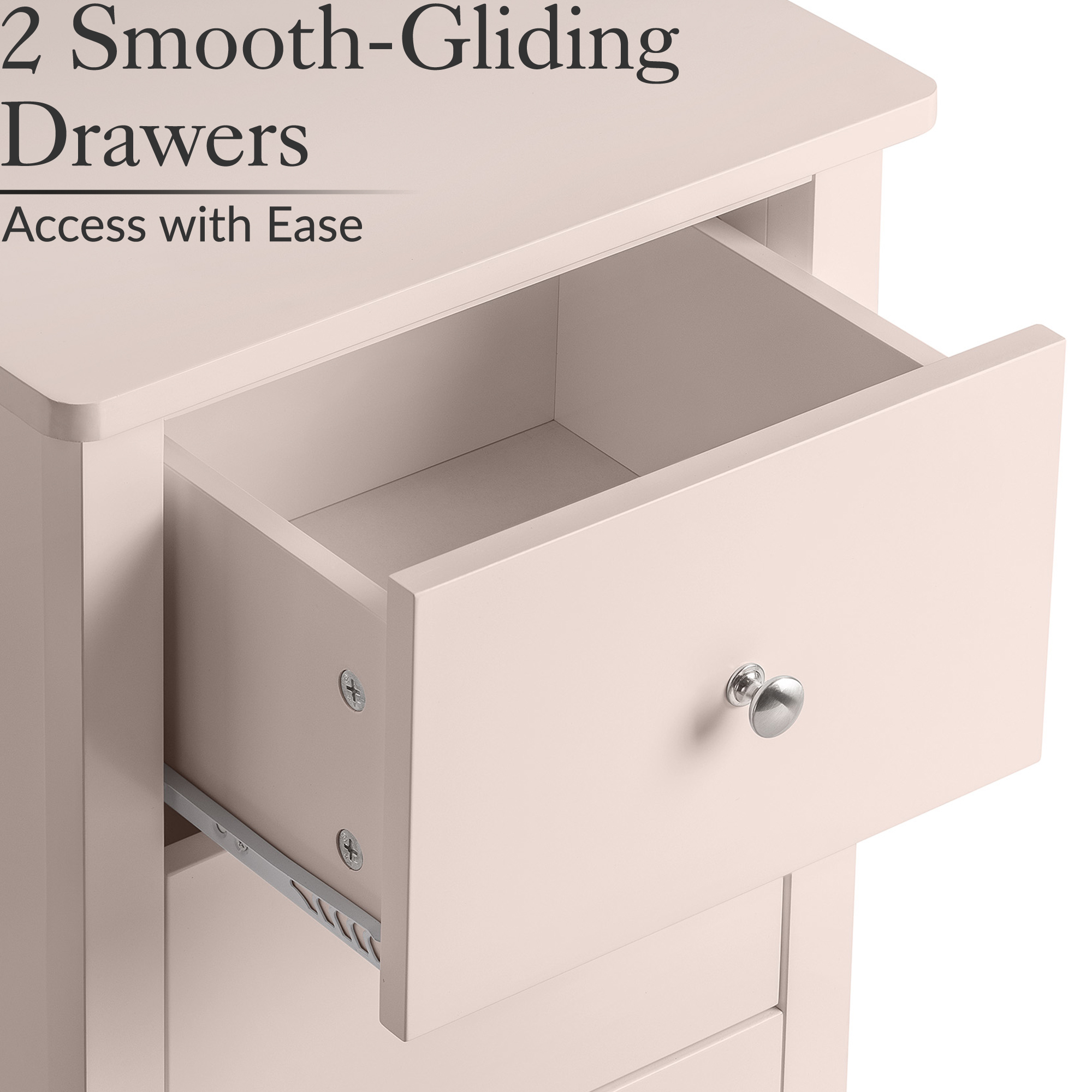 Bedside Table 2 Drawer Slim Bedroom Nightstand Storage Cabinet Unit - Picture 39 of 55