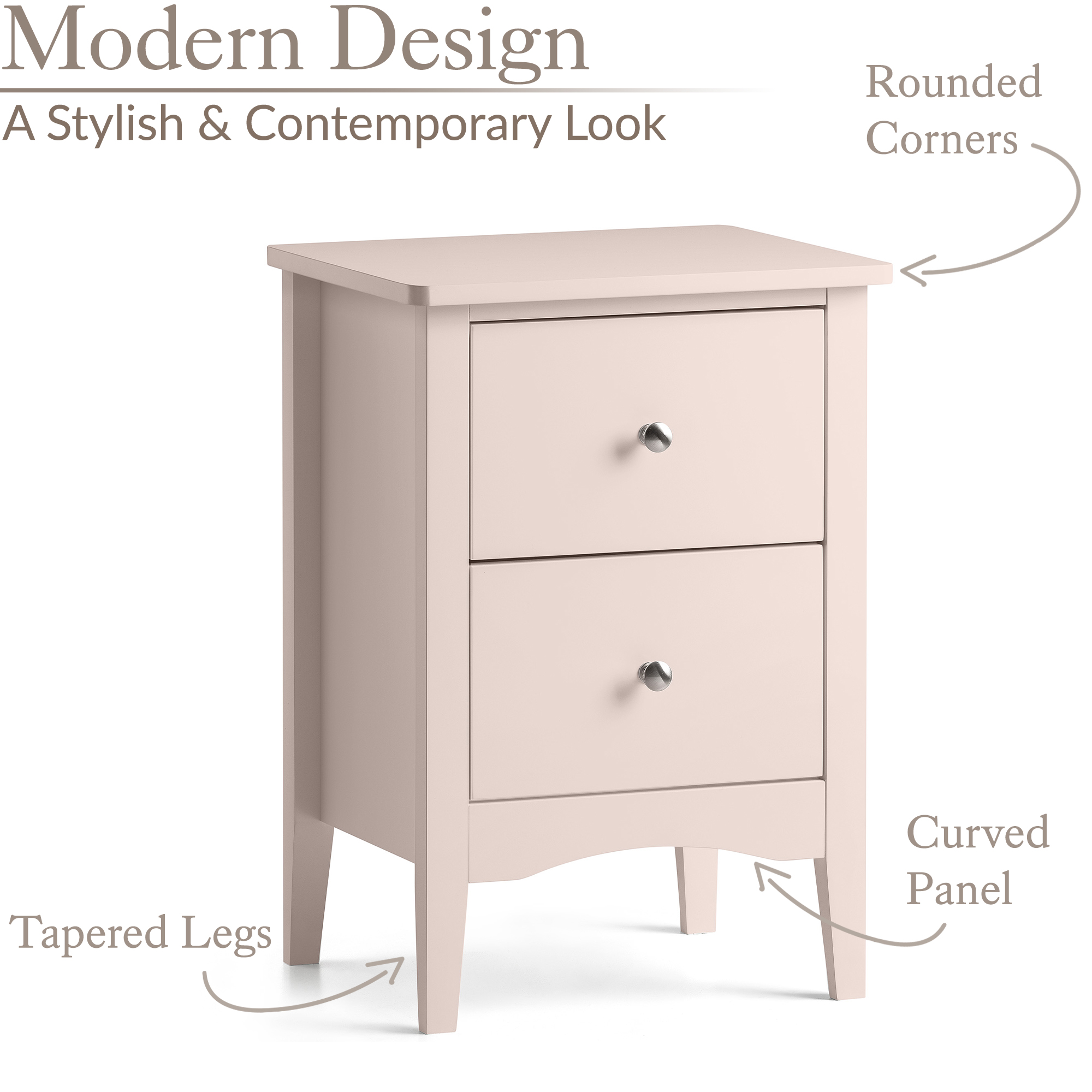 Bedside Table 2 Drawer Slim Bedroom Nightstand Storage Cabinet Unit - Picture 40 of 55