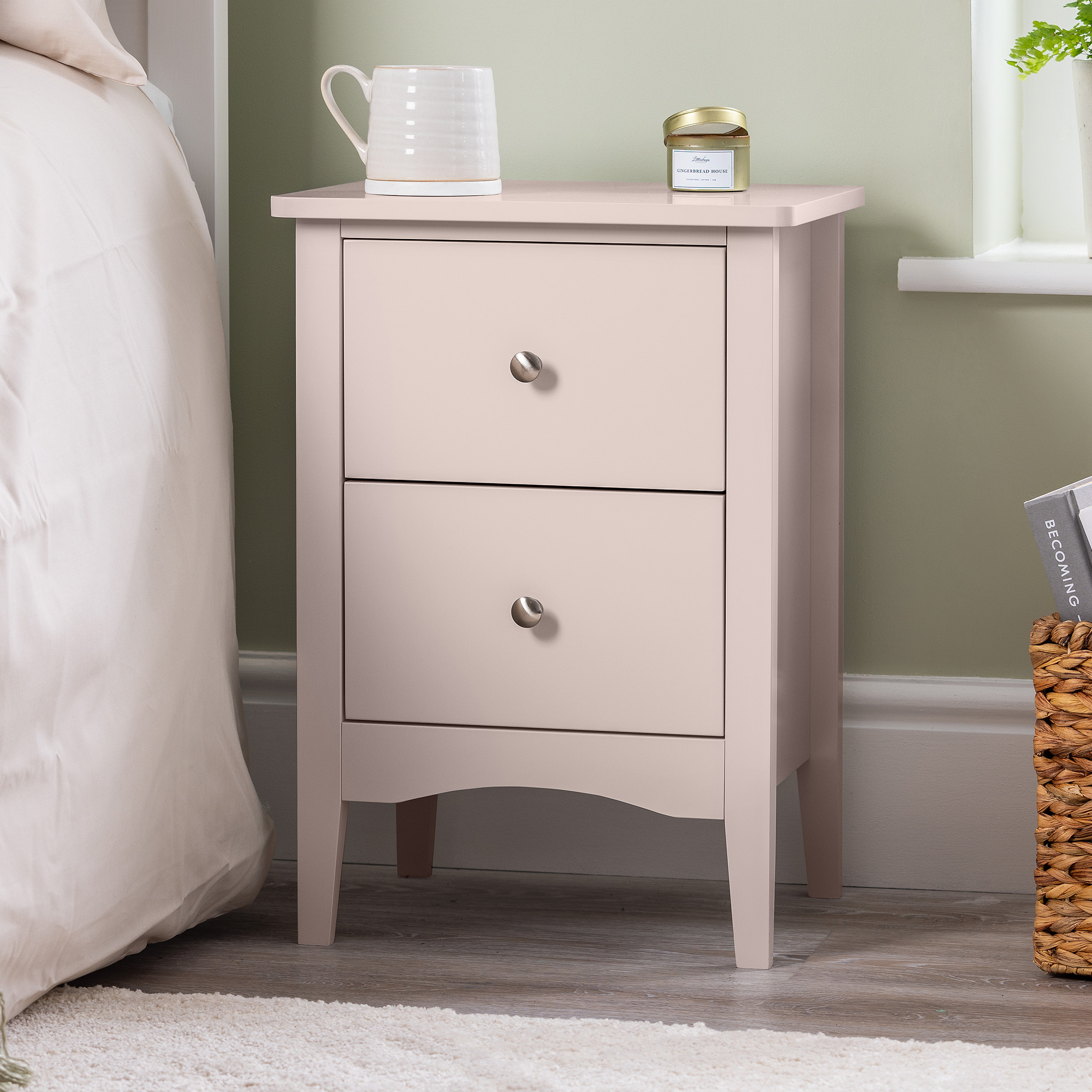 Bedside Table 2 Drawer Slim Bedroom Nightstand Storage Cabinet Unit - Picture 35 of 55