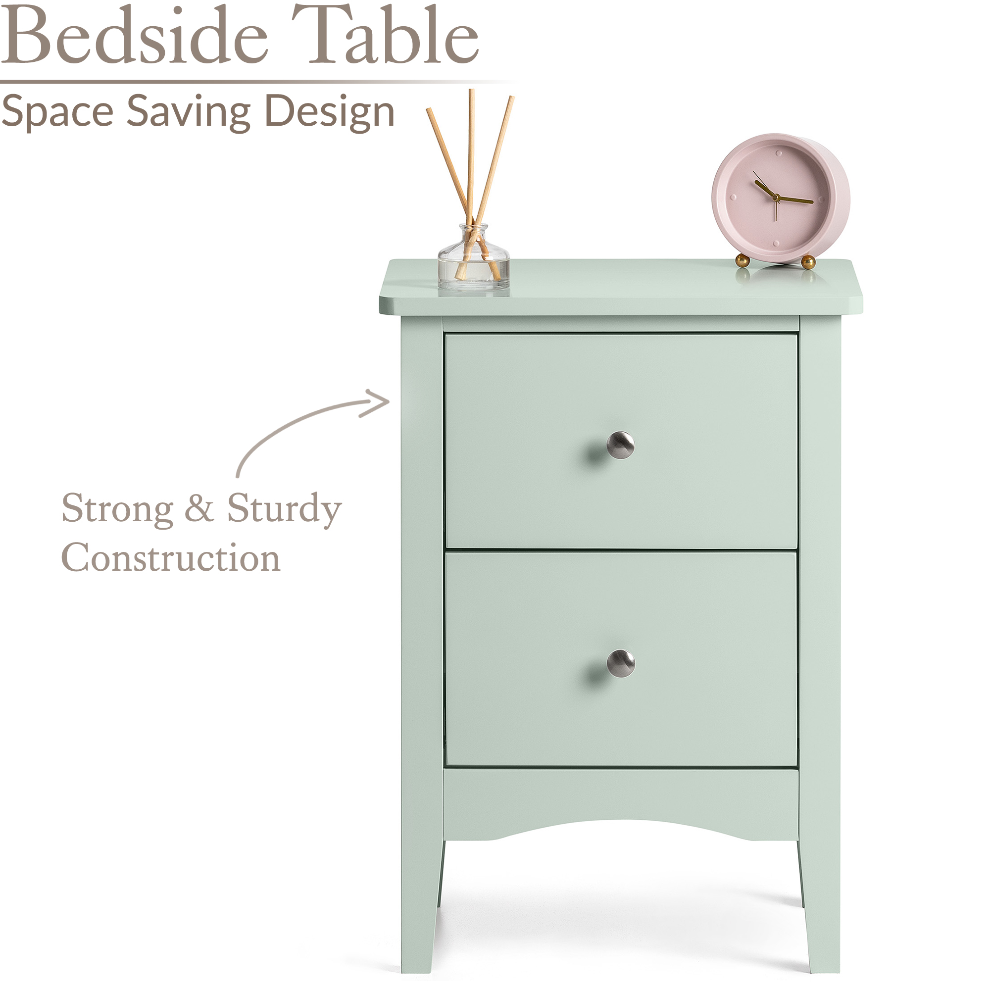 Bedside Table 2 Drawer Slim Bedroom Nightstand Storage Cabinet Unit - Picture 44 of 55