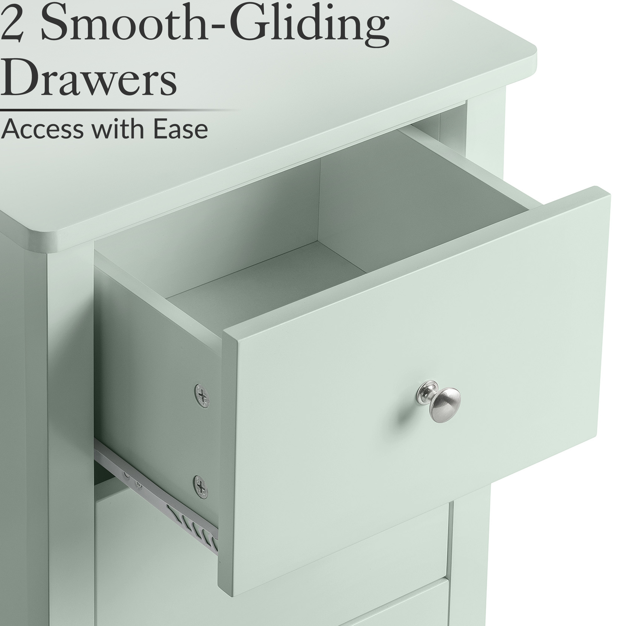Bedside Table 2 Drawer Slim Bedroom Nightstand Storage Cabinet Unit - Picture 46 of 55
