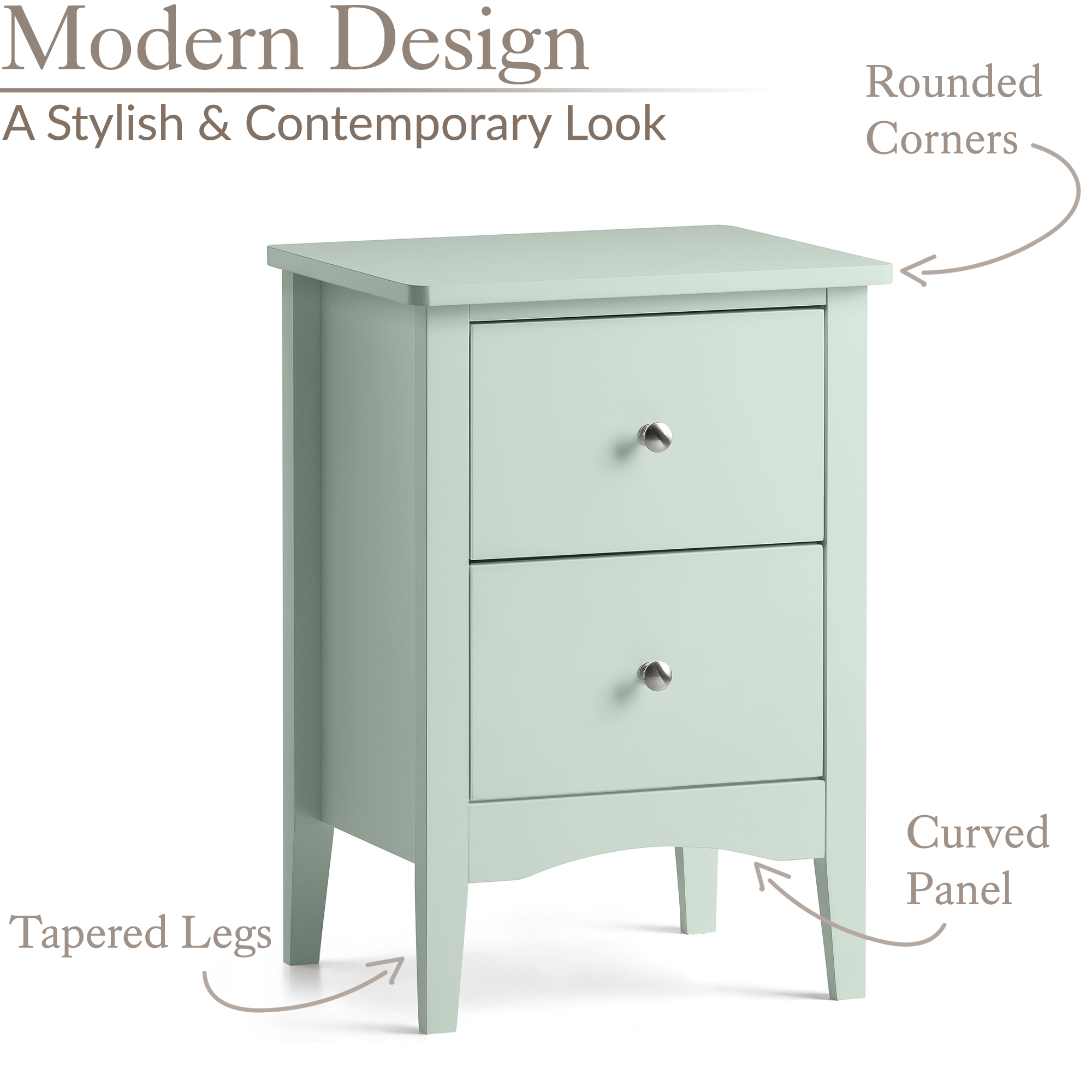 Bedside Table 2 Drawer Slim Bedroom Nightstand Storage Cabinet Unit - Picture 47 of 55