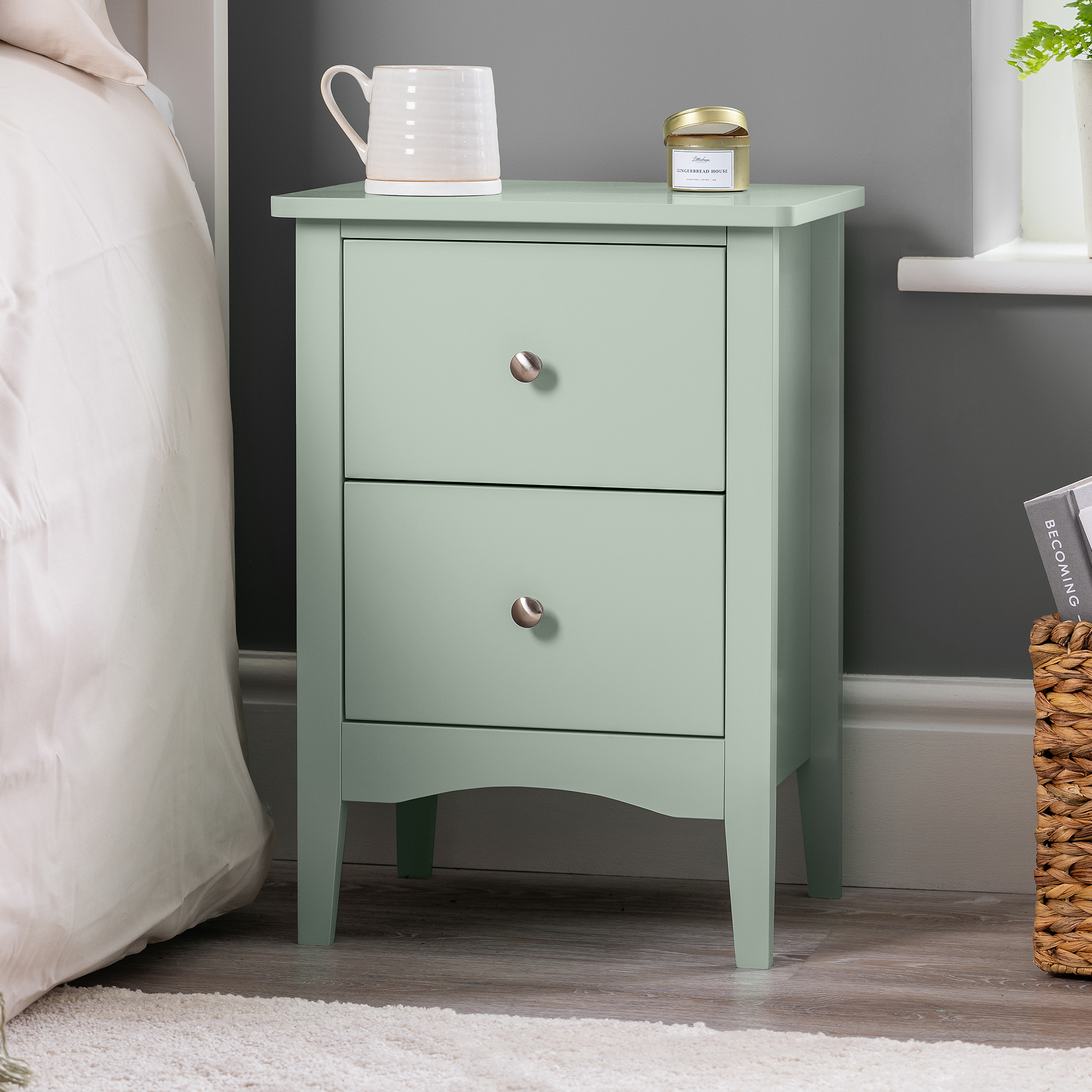 Bedside Table 2 Drawer Slim Bedroom Nightstand Storage Cabinet Unit - Picture 42 of 55