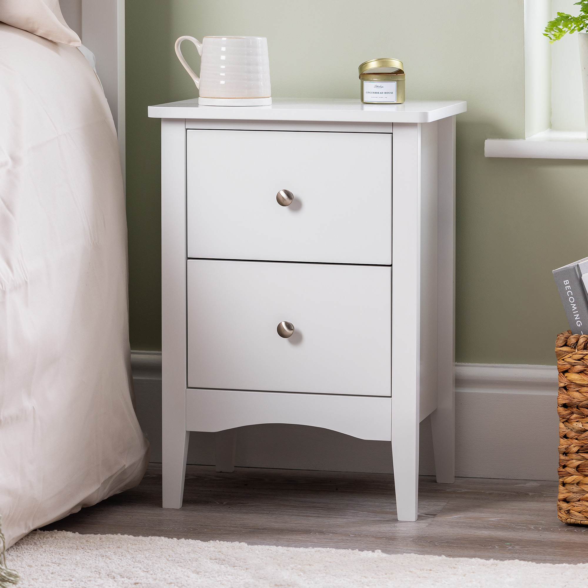 Bedside Table 2 Drawer Slim Bedroom Nightstand Storage Cabinet Unit - Picture 49 of 55