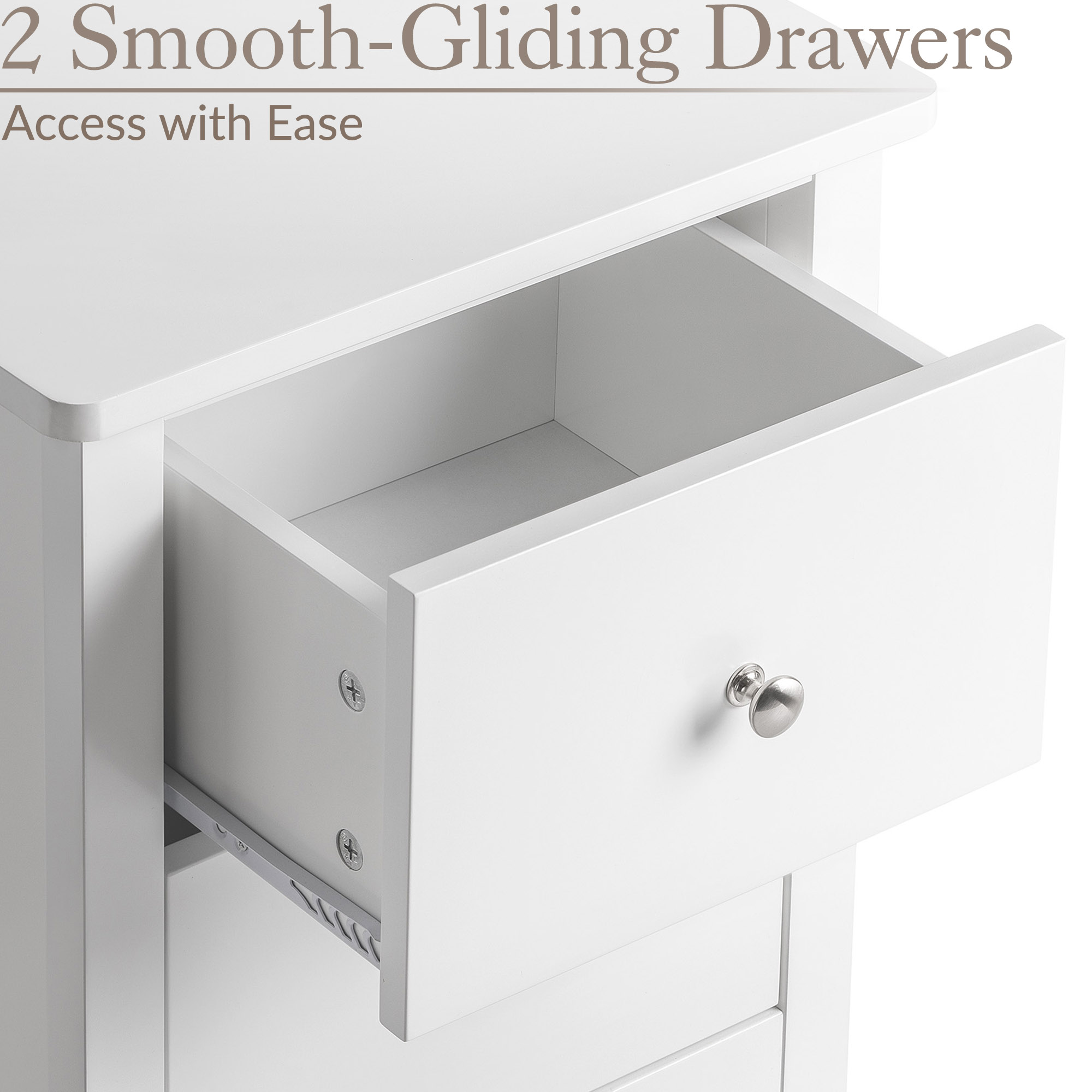Bedside Table 2 Drawer Slim Bedroom Nightstand Storage Cabinet Unit - Picture 51 of 55