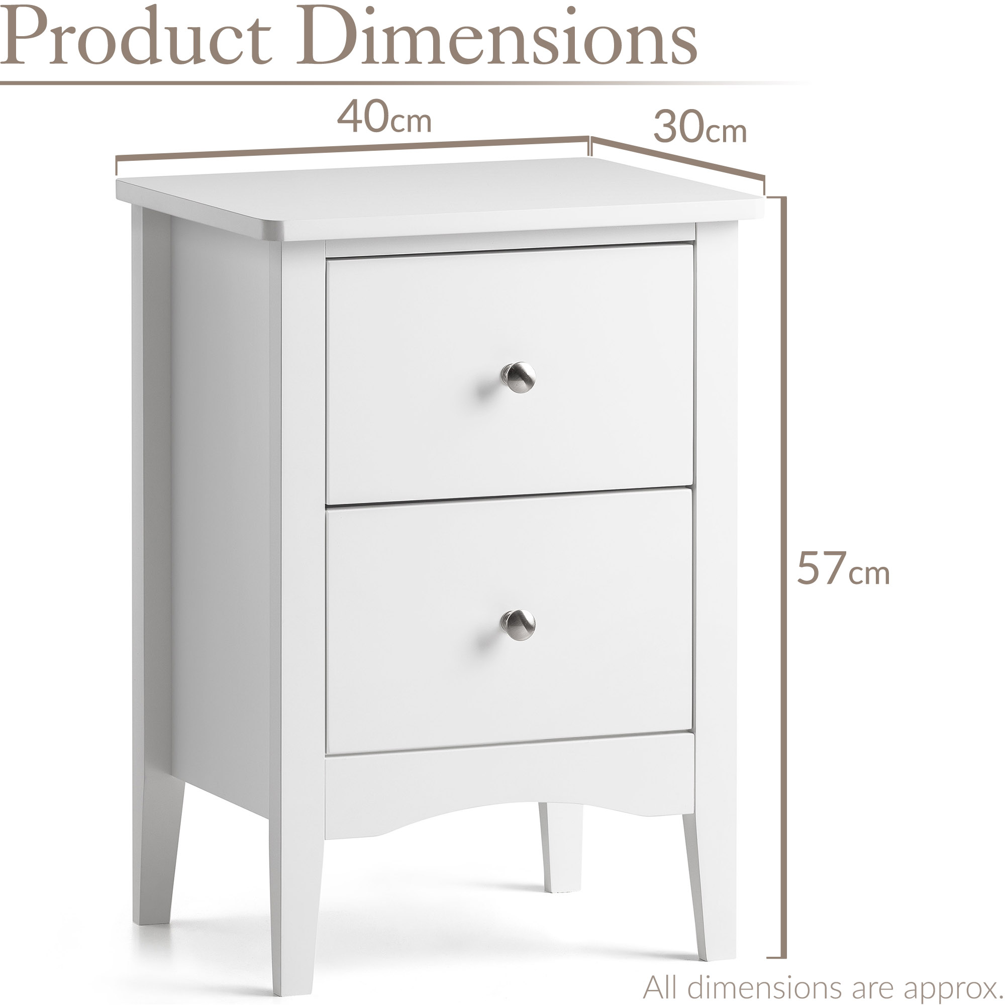 Bedside Table 2 Drawer Slim Bedroom Nightstand Storage Cabinet Unit - Picture 54 of 55