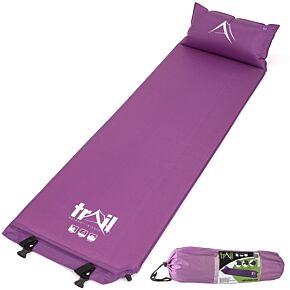 Trail Purple Self Inflating Camping Mat With Pillow
