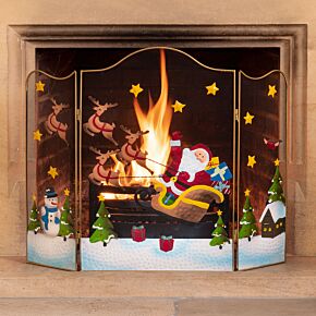 Large Santa and Sleigh Fireplace Guard