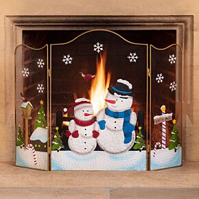 Large Snowman Christmas Fire Screen