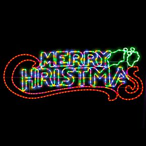 Merry Christmas Silhouette Rope Light Large Outdoor LED Wall Decoration Christow