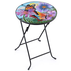 Christow Butterfly Glass Top Folding Patio Table