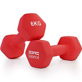 Pair of 6kg Red Core Balance Hex Dumbbells