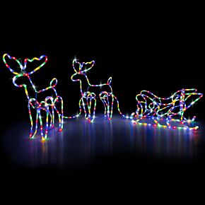 Christow 250cm Standing Sleigh & Reindeer Rope Light