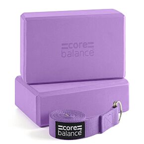 Purple Core Balance Foam Yoga Block and Strap Set