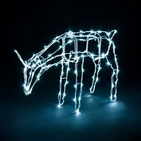 Light Up Reindeer Outdoor Christmas Decoration White Wire LED Standing Grazing 