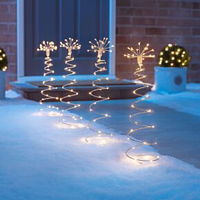 Christmas Tree Path Lights Micro LED Outdoor Garden Pathway Decorations 4 Pack