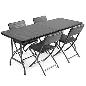 Christow Rattan Effect 4 Seater Dining Set with 6ft Table