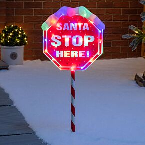 Light Up Santa Stop Here Sign