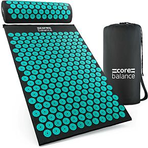 Core Balance Black and Teal Acupressure Mat with Pillow
