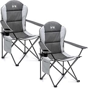 Falcon Padded Grey Camping Chair (Twin Pack)