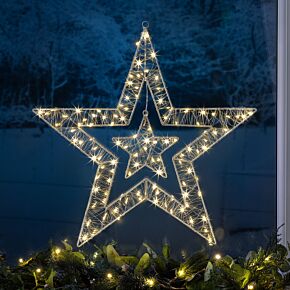 Christow Micro LED Double Star Christmas Light Warm White 
