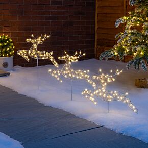 Christow Flashing LED Reindeer Pathway Lights (Set of 3)