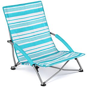 Trail Low Folding Striped Beach Chair Blue 