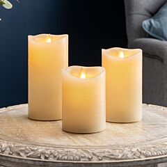 Flameless LED Candles Real Wax Battery Powered Mood Lights Pack Of 3