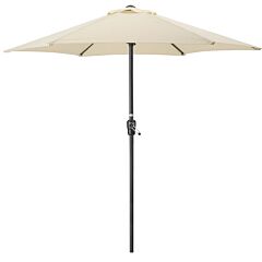 Garden Parasol Umbrella Steel Crank Wind Up Outdoor Sun Shade 2.4m Christow
