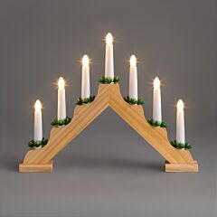 Christow Christmas Candle Bridge Wooden LED Light Mains Xmas Window Decoration